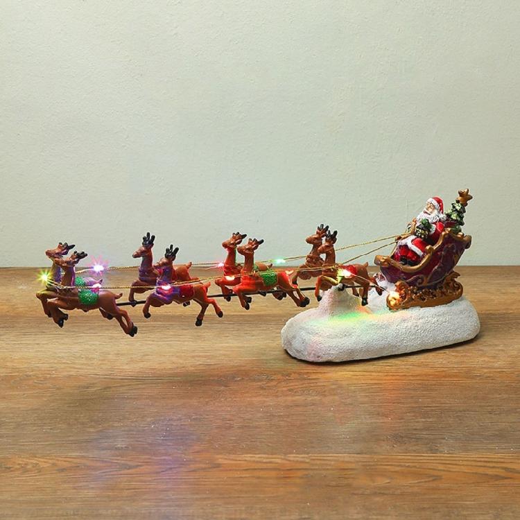 Weihnachtsmann Rentier zieht Wagen Leuchtende Dekorationen Weihnachtsfiguren Neujahrsgeschenk
