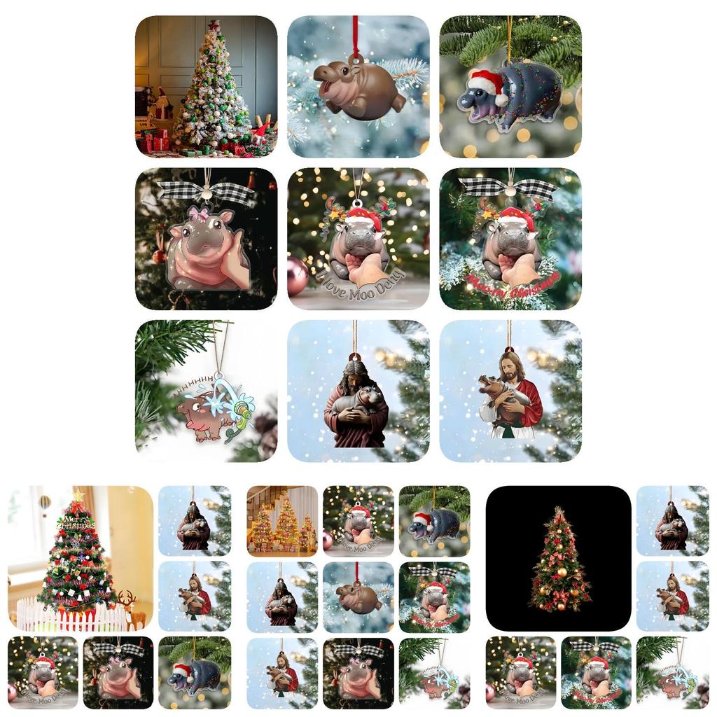 Charmantes Muh Muh Nilpferd Weihnachtsgeschenk Und Niedliche Baumdekoration Für Festliche Stimmung