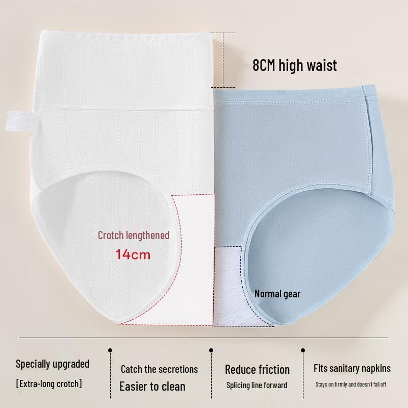 LANGSHA Damen Baumwoll-Slip mit hohem Bund, antibakteriell