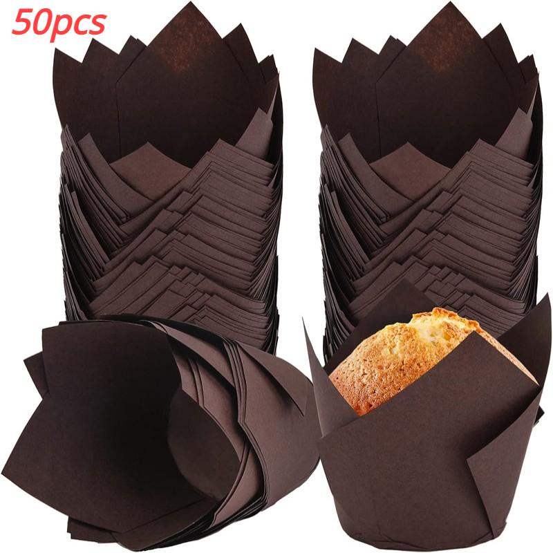 50Pcs Tulip Cupcake Liners Premium Tulip Oilproof Cupcake Liners Baking Cups Cupcake Muffin Liners Holder Cupcake Wrappers