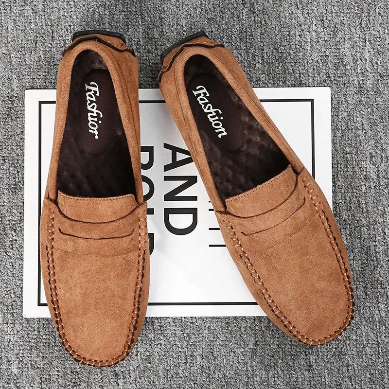 High Quality Men's Casual Shoe Loafers Hand-sewn Slip-on Flat Bottom Trendy All-match Mens Ddriving Shoe Fashion Men Casual Shoe