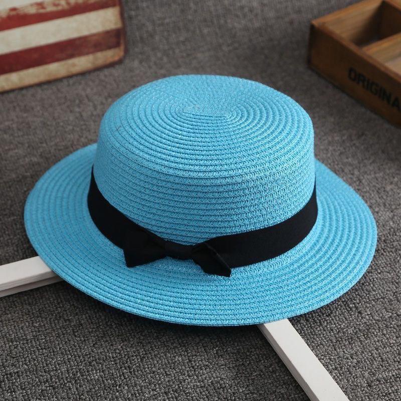 Sunscreen Korean Straw Hat Summer British Retro Flat Top Fresh Top Hat Sunshade Beach Hat Travel Trend Summer