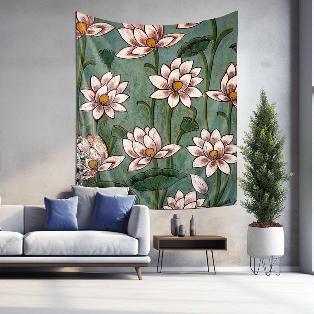 Elegant Lotus Tapestry Decor Painting Suitable for Living Room and Bedroom Home Beautification