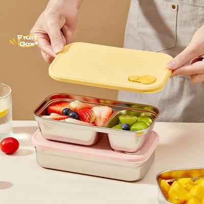 Leak Proof Stainless Steel Lunch Box Silicone Seal Stackable Travel Food Tray Reusable Single/Double Compartment