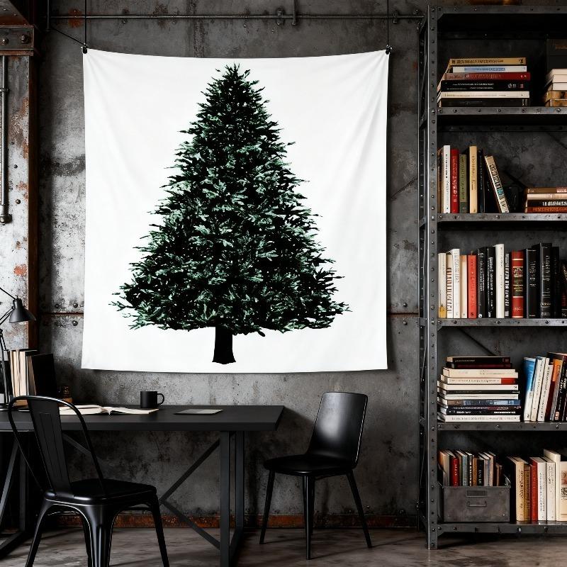 Christmas Tree Wall Hanging Pine Branch Fabric Tapestry Minimalist Nordic Style for Living Room Bedroom Holiday Decor