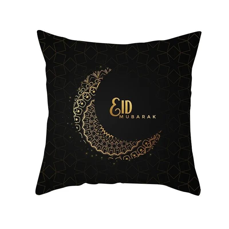 Golden Ramadan Eid Mubarak Moon Mosque Decorative Cushion Cover Islamic Pillow Cover for Sofa Home Car Decoration