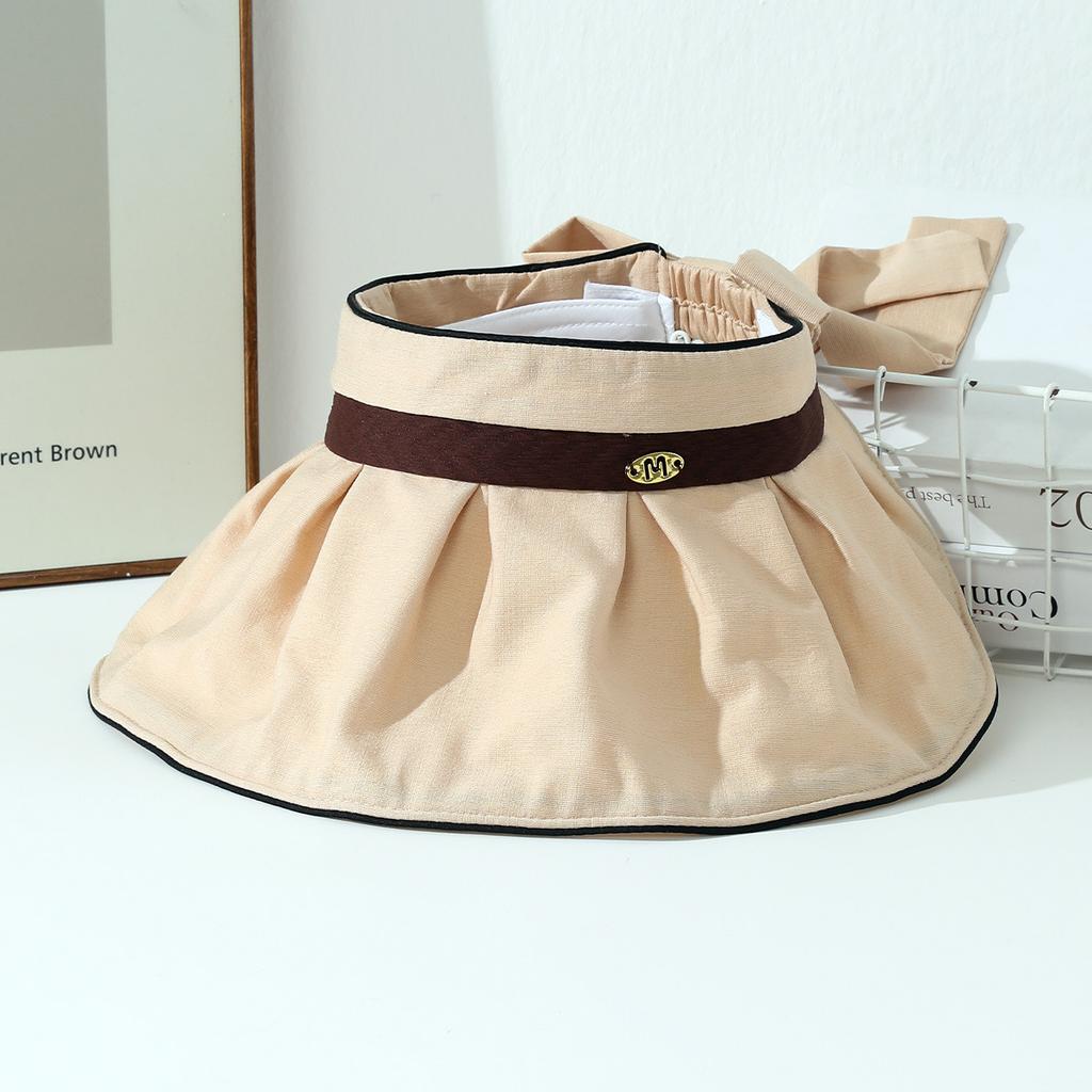 Big Brim Empty Top Hat Summer Outdoor Travel Sun Protection Hat Women's UV Protection Sun Hat Beach Sunshade Cotton and Linen Hat