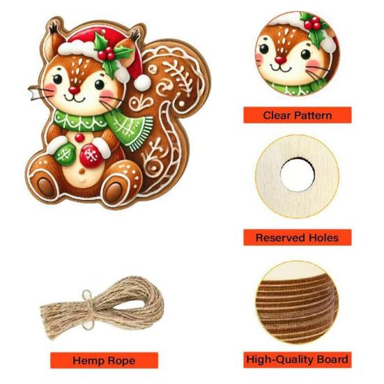 Gingerbread Animal Wooden Ornaments Cookie-Inspired Christmas Tree Hanging Pendants Festive Party Decoration