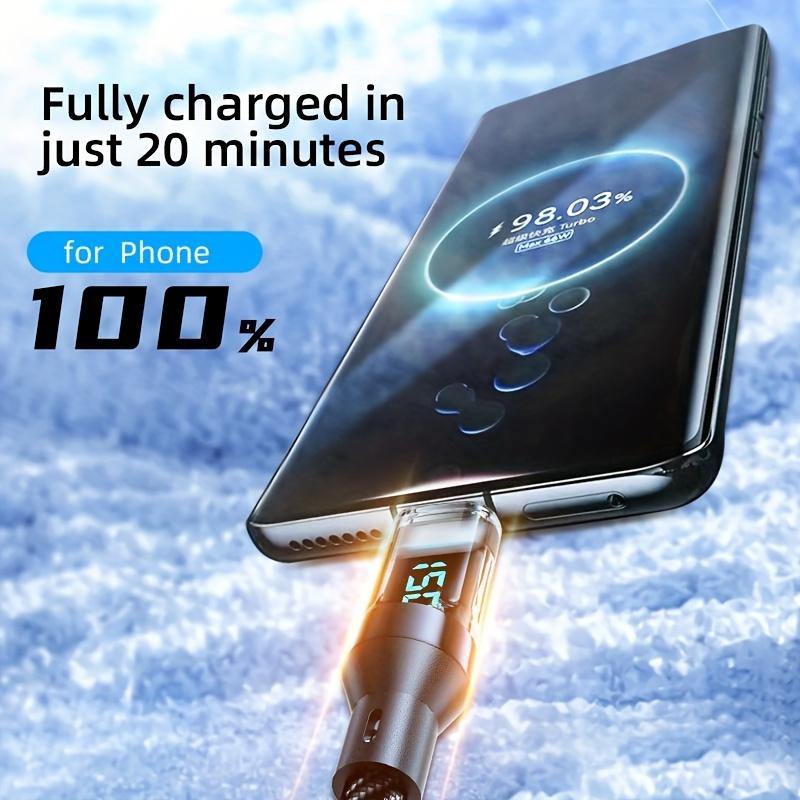 120W LED Digital Display Quick Charge USB Type C Cable For Huawei Fast Charging Data Cord