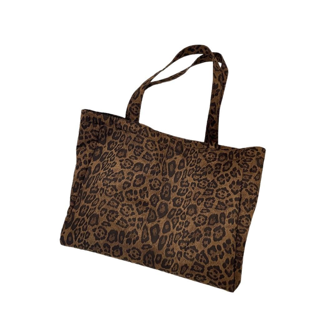 5 Retro Suede Leopard Print Large-capacity Shoulder Bag Autumn and Winter New Commuter Versatile Underarm Bag Women