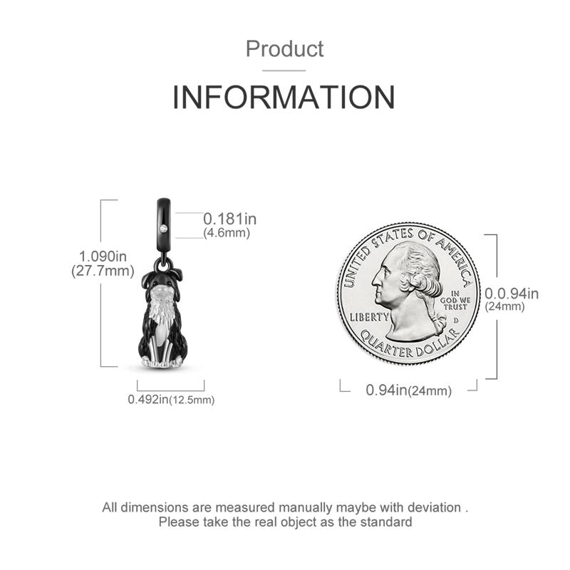 Original Charms Copper Cute Black Border Collie Pendants Fit Charms Plata Bracelets For Women Jewelry Making Fine Gifts