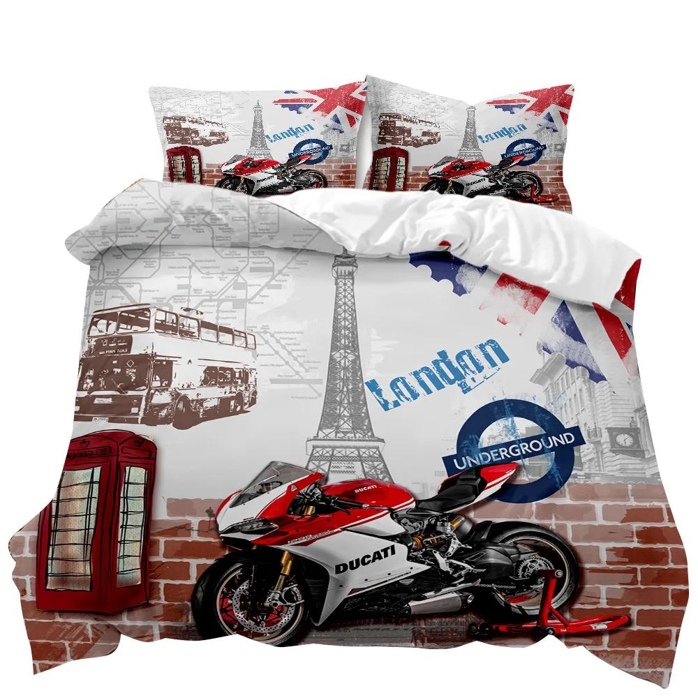 British Style Duvet Cover Double Decker Bus Traditional Local Cultural England Uk Retro Double Queen King Polyester Quilt Cover