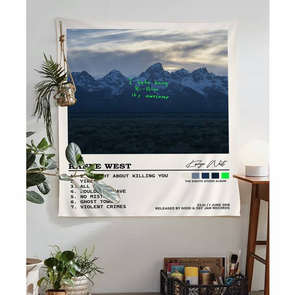 Rap Singer Kanye West Album covers Cartoon Tapestry Art Science Fiction Room Home Decor Wall Hanging Sheets