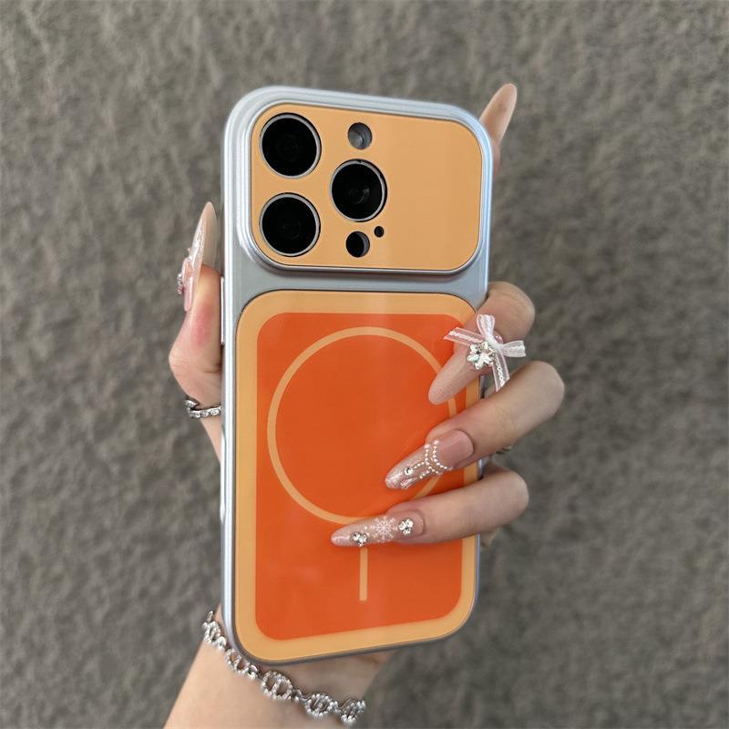 Applicable to iPhone17Pro Max mobile phone case solid color thin ring magnetic suction Apple 16Pro anti-drop 15 hard protective case