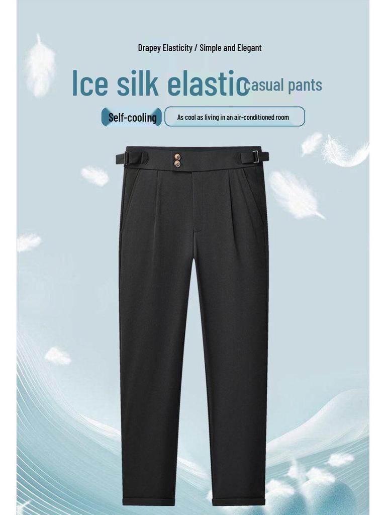 Year-Round Stock: Loose Fit Straight-Cut Business Suit Pants