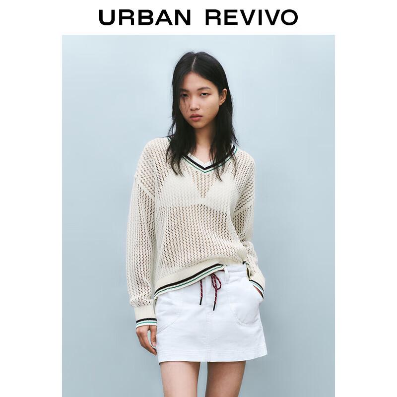 UR Women s Textured Color-Block V-Neck Knit Top XS