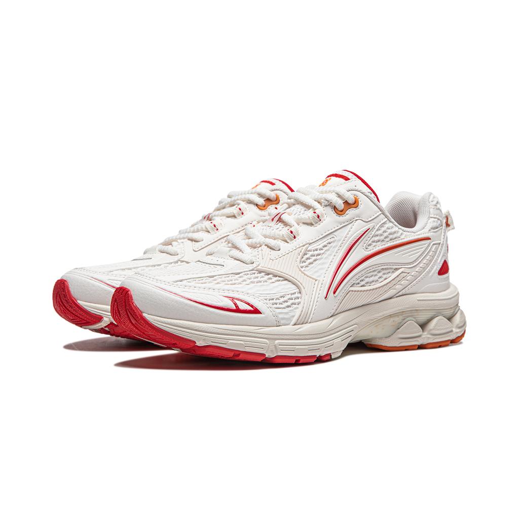 New LiNing Shake 2.0 Cushioning Slip Resistant And Abrasion Resistant Low Top Casual Running Shoes Women's White Gray Red ARXU002-7