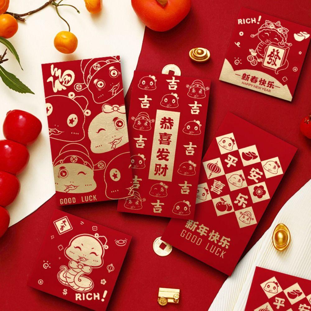 10Pcs Paper Chinese Red Envelopes Creative Good Lucky Red Packets Money Gift Bag  Spring Festival