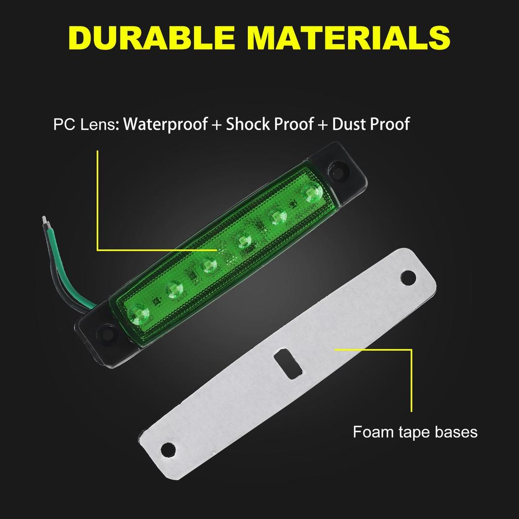 10PCS 12V-24V Led Side Marker Indicator Car Lights Front Rear for Trucks Cab RV Trailer Amber/Red/White/Green/Blue Dome Lights 6