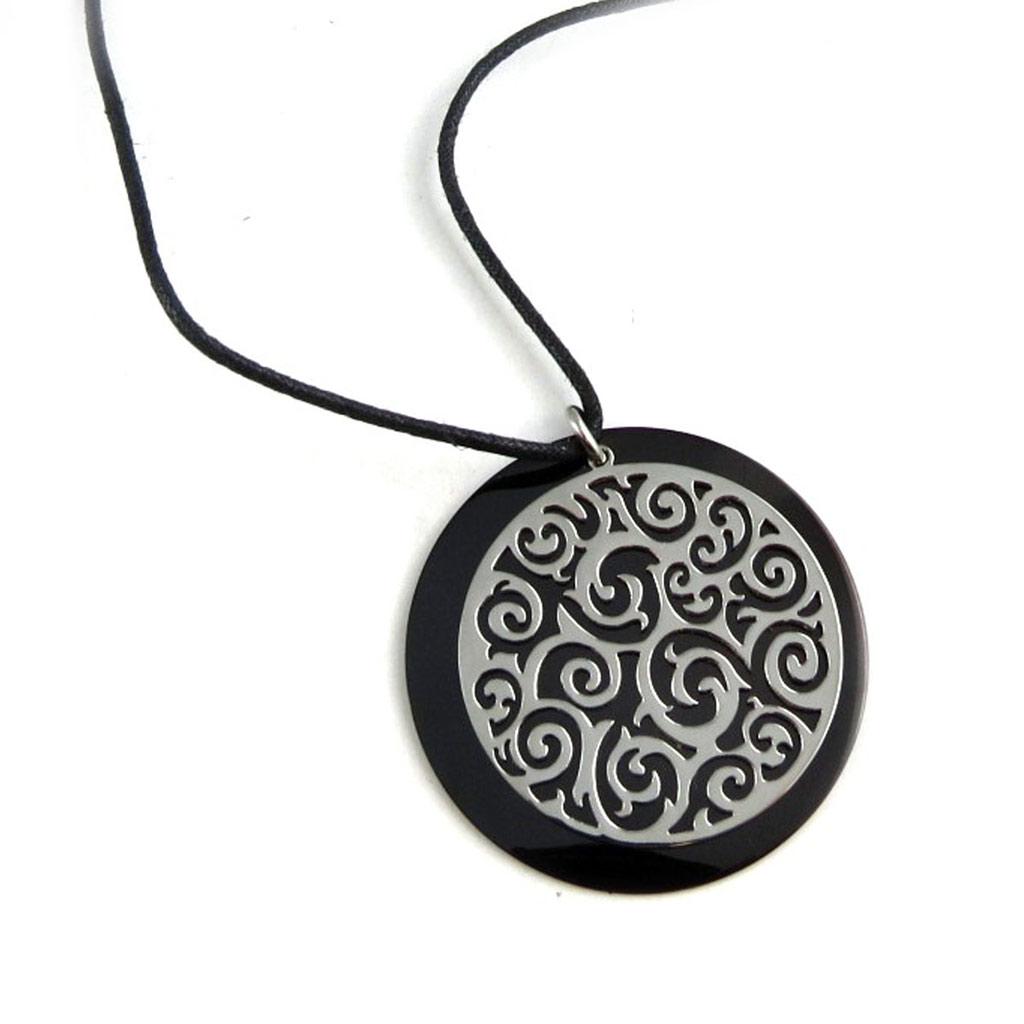 Altesse [L0376] - Collier acier 'Chorégraphie' nacre argenté
