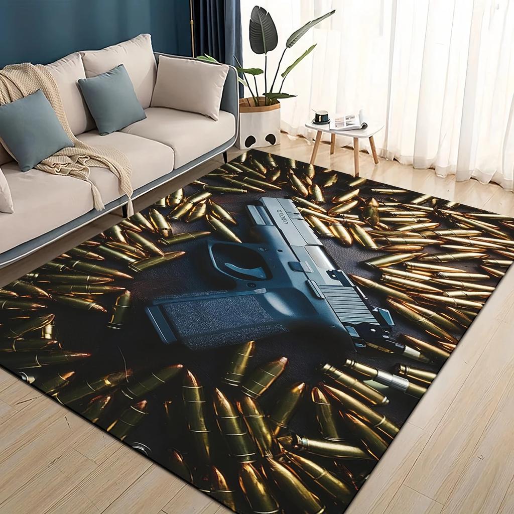 Style Military Shoot Gun Armoury Hot Weapons Rug for Living Room Bedroom Home Sofa Decoration,Kids Floor Mat
