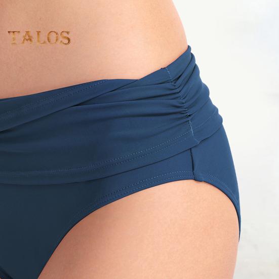 Damskie majtki od bikini ze średnim stanem, pełne pokrycie, marszczone, tankini, majtki do kostiumu kąpielowego, modelujące brzuch, majtki do kostiumu kąpielowego