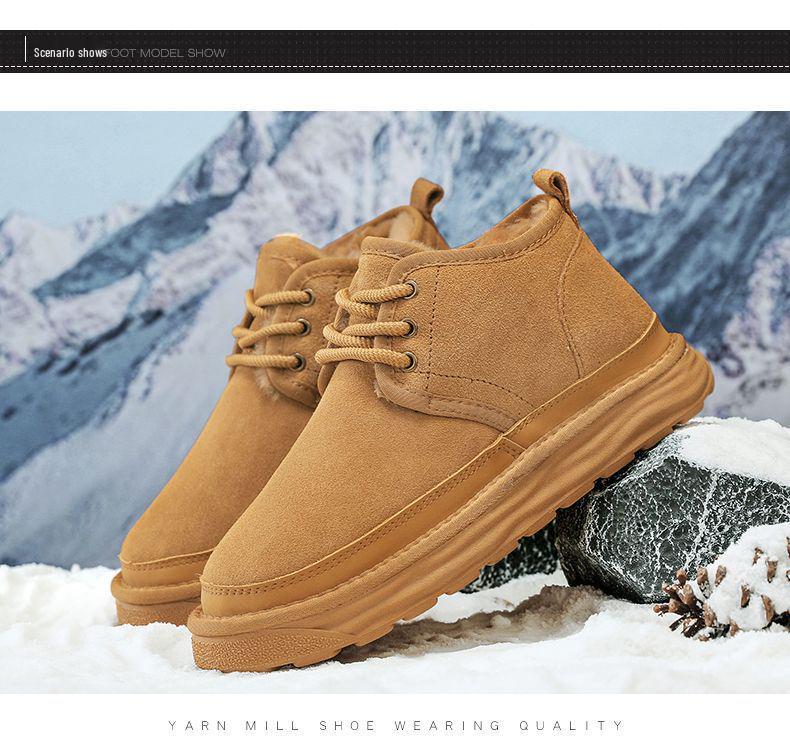 Northeast Herren 2025 Fleecegefütterte Pelz Schneestiefel - Warm, Dick zum Schnüren, Rutschfeste Winter Stiefeletten