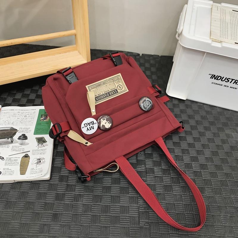 Japanese tooling retro shoulder bag female college students class commuter backpack large capacity portable tutoring bag messenger bag