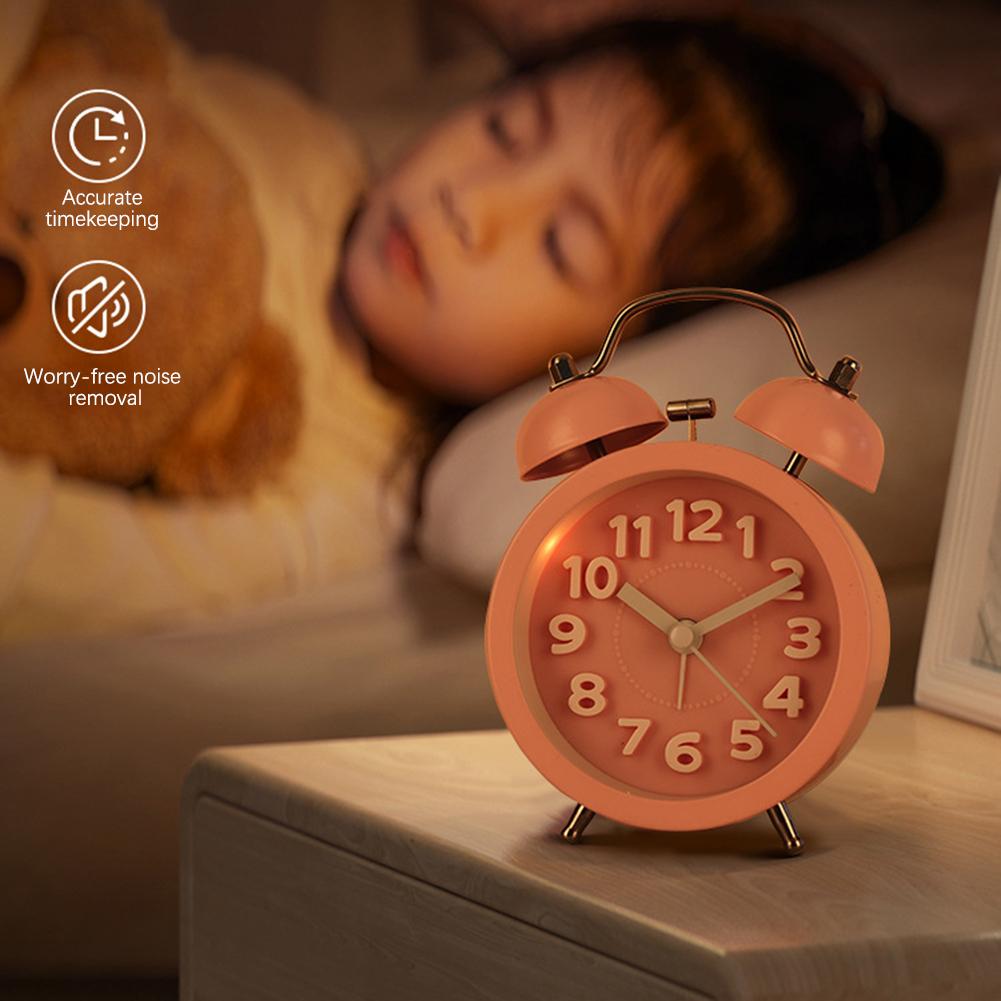 Small Vintage Twin Bell Alarm Clocks Metal Frame Battery Operate Loud Desk Table Alarm Clock for Bedrooms Bedside Home Office
