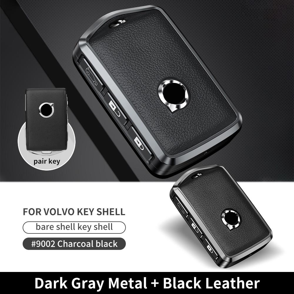 

Metal Leather Car Remote Key Case Cover Shell For Volvo XC60 XC40 XC90 S90 V60 S60 V90 2010- Holder Protector Fob Keychain black no keychain