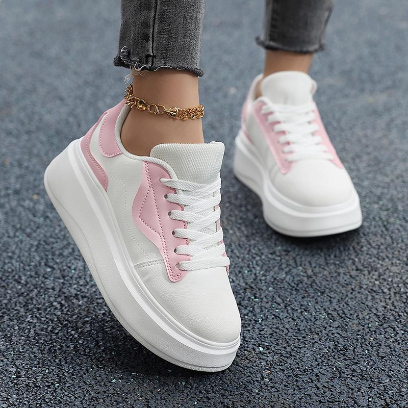 Fashion Fashion Women Vulcanize Platform Casual Sneakers Feamle Flats Leather Breathable Running Walking Shoes Chunky Sports Tennis Shoe