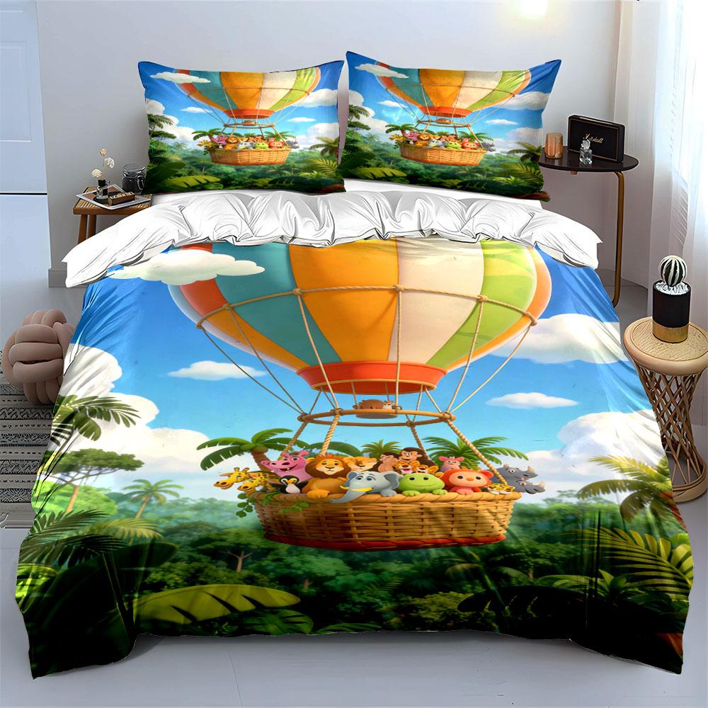 Hot Air Balloon Scene. Bedding Sets Duvet Cover Sets Duvet Covers Pillowcases(1 * Duvet Cover 2 * Pillowcases Without Duvet Insert)