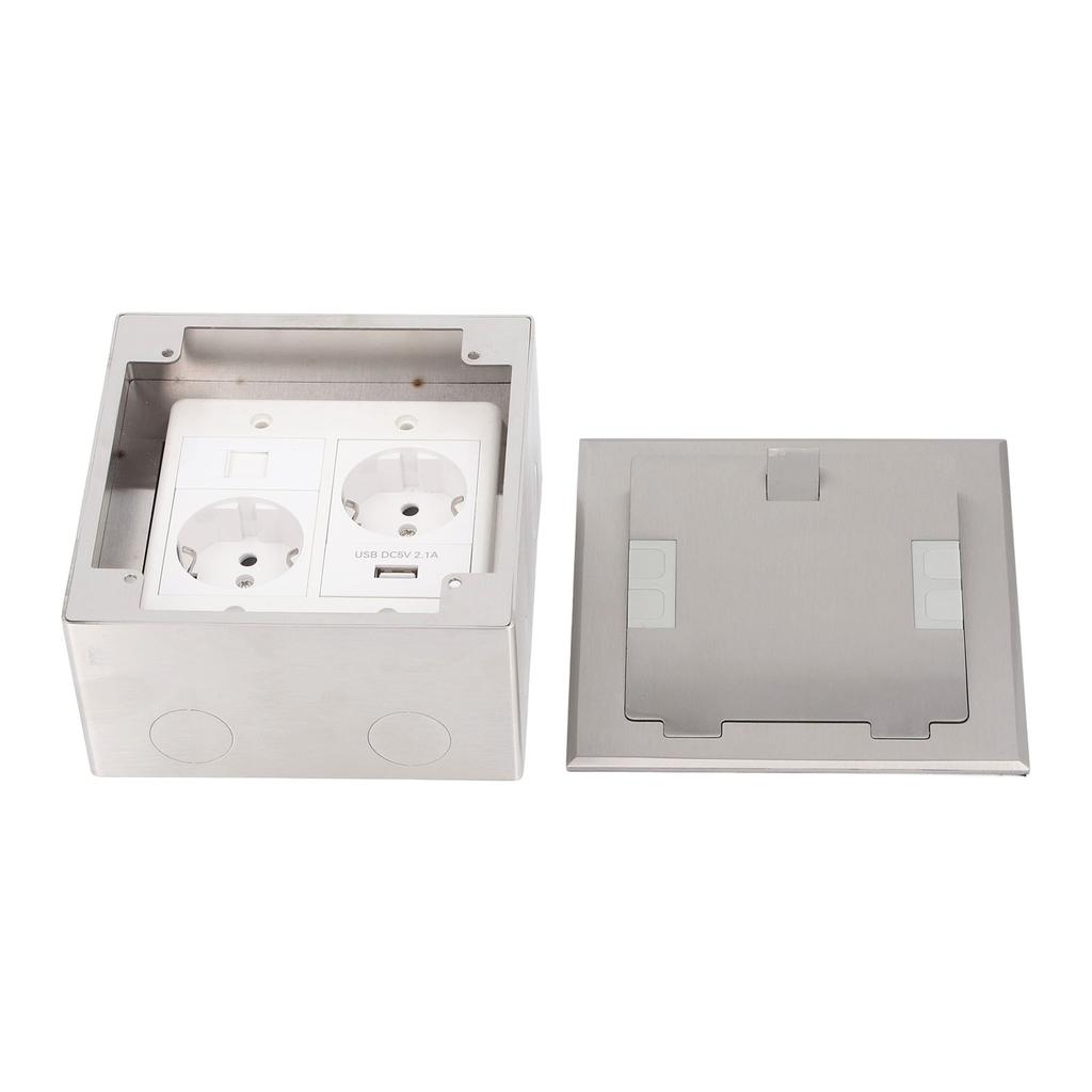 Recessed Floor Outlet 2500W 16A 2 Sockets 1 USB 1 Computer Port Embedded Floor Power Outlet