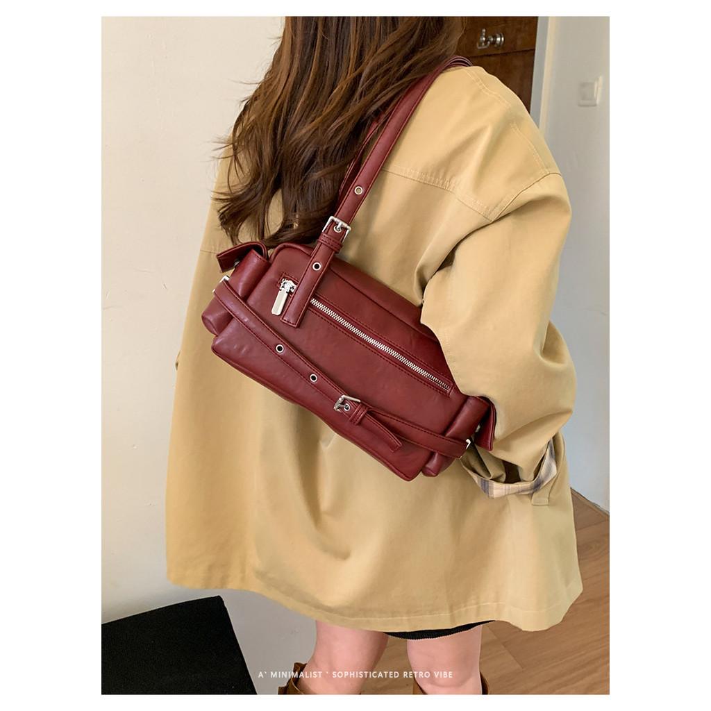 IELGY Ladies Underarm Bag Retro Casual Portable Boston Bag Large Capacity Simple