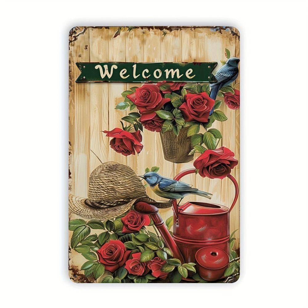 Vintage Metal Tin Sign Easter Bunny with Eggs Wall Decor Home Kitchen 20x30cm