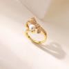 Luxury Bow Stainless Steel Rings for Women Cubic Zirconia Golden Ring Artificial Pearl Wedding Jewelry Fashion Accessories Gifts