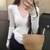 Spice girl neck knitted sweater women's winter bottoming shirt slim-fitting and thin waist tight front shoulder long-sleeved top