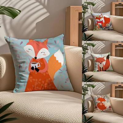 Fox Cute Woodland Pillow Case Comfort Sofa Bed Silky Elegant Invisible Zipper Custom Decorative Cushion Cover