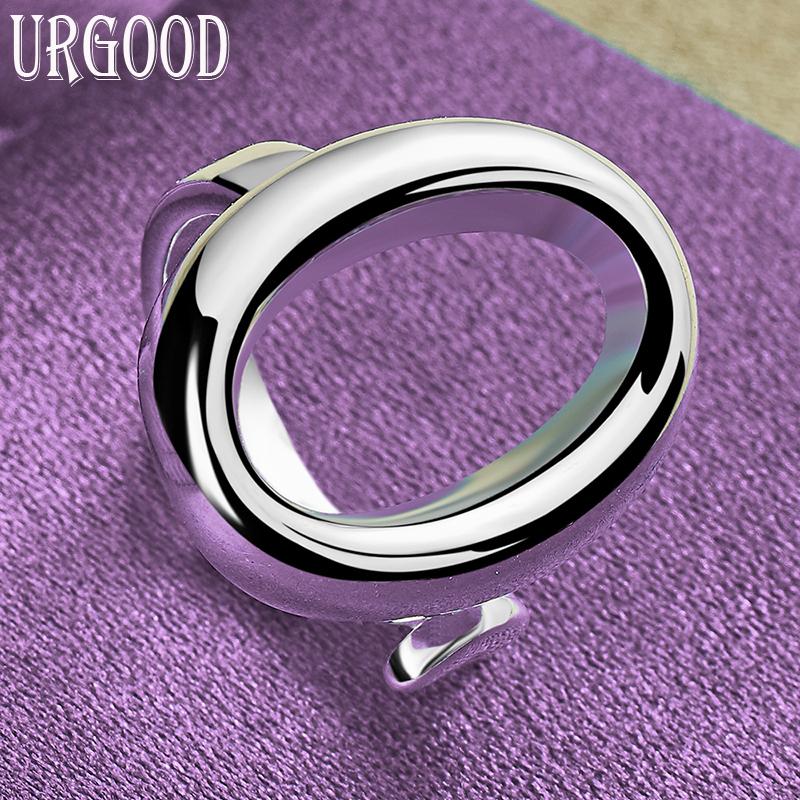925 Sterling sølv oval rund åpen ring motesmykker