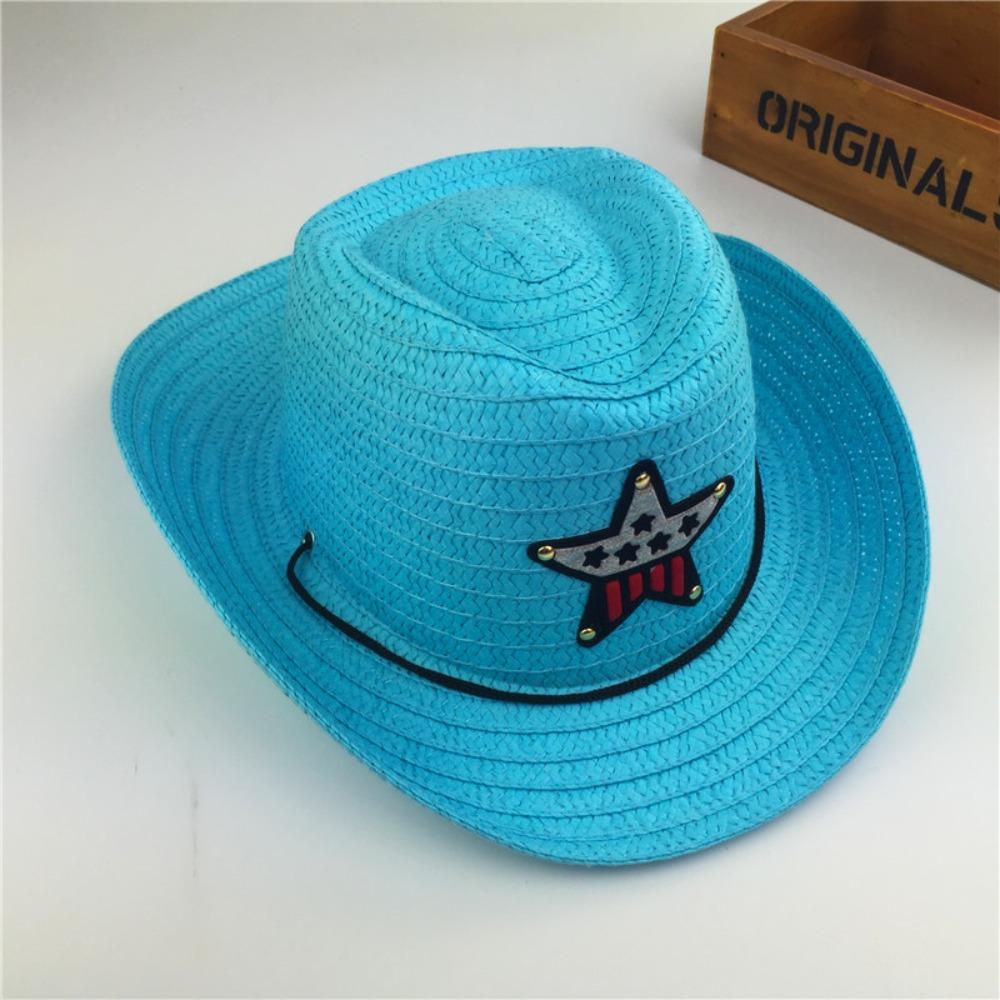 Kids Boys Girls Jazz Hat Fishman Hats Pentagram Hat Cowboy Hat Children Hats Straw Sun Cap
