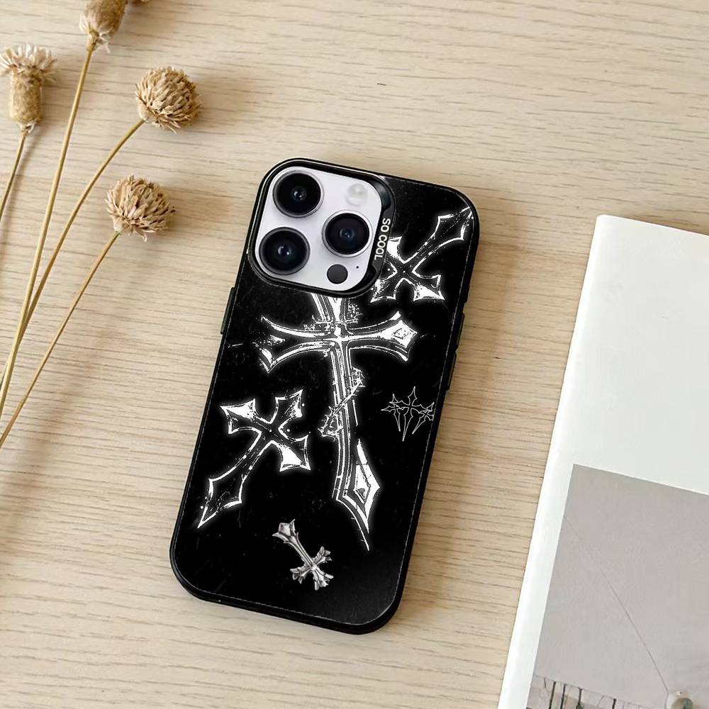 C-Cool Dark Gothic Cross Mark Phone Case Color Silver Shell For IPhone 17 16 15 14 13 12 11 Pro Max Plus iPhone15plus