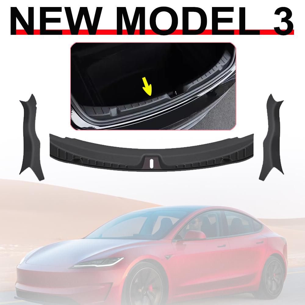 For 2026 2025 2024 Tesla Model 3 Highland Rear Bumper Guard Protector TPE Trunk Bumper Sill Cover Interior Travel Accessories