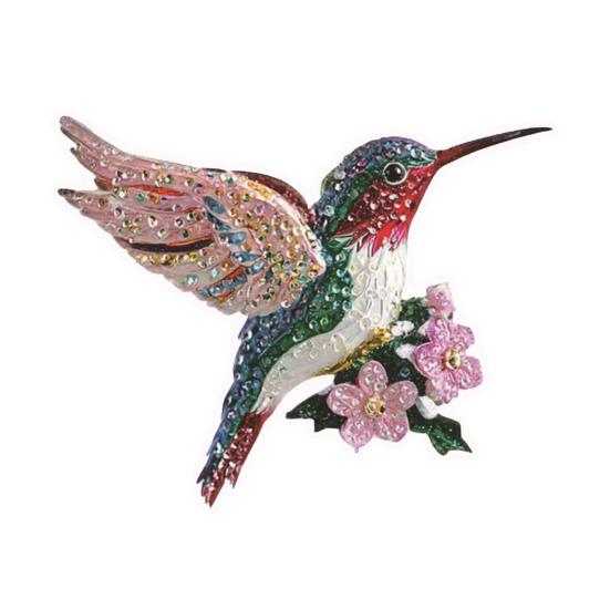 Acrylic Hummingbird Hanging Decoration Indoor Outdoor Garden Yard Window Wall Hanging 2D Flat Flower Colorful Bird Ornament