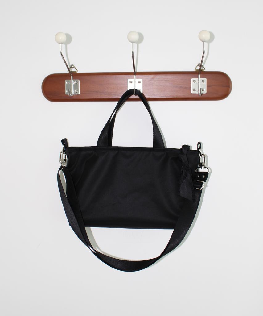 A By A Simple Plain Nylon Crossbody Bag Black