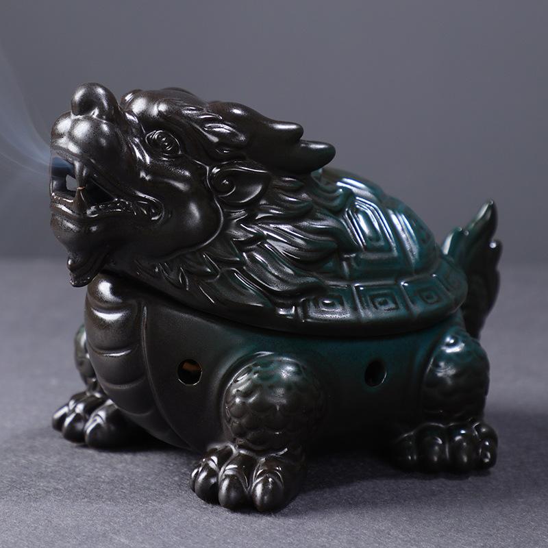 Antique Ceramic Kirin Plate Incense Stove Sandalwood Home Indoor Tea Table Incense Tea Ceremony Zen Crafts Decor Incense Burner