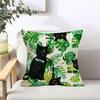 4 Pcs Pack Black Cat Meow Pillow Covers Decorative Tropical Succulent Plants Palm Leaves Green Leaf With Cat Animal Throw