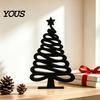 Simple Line Art Sculpture 3D Printed Abstract Christmas Tree Figurine, Minimalist Xmas with Star Unique Gift for Friends Topper Home Decor,