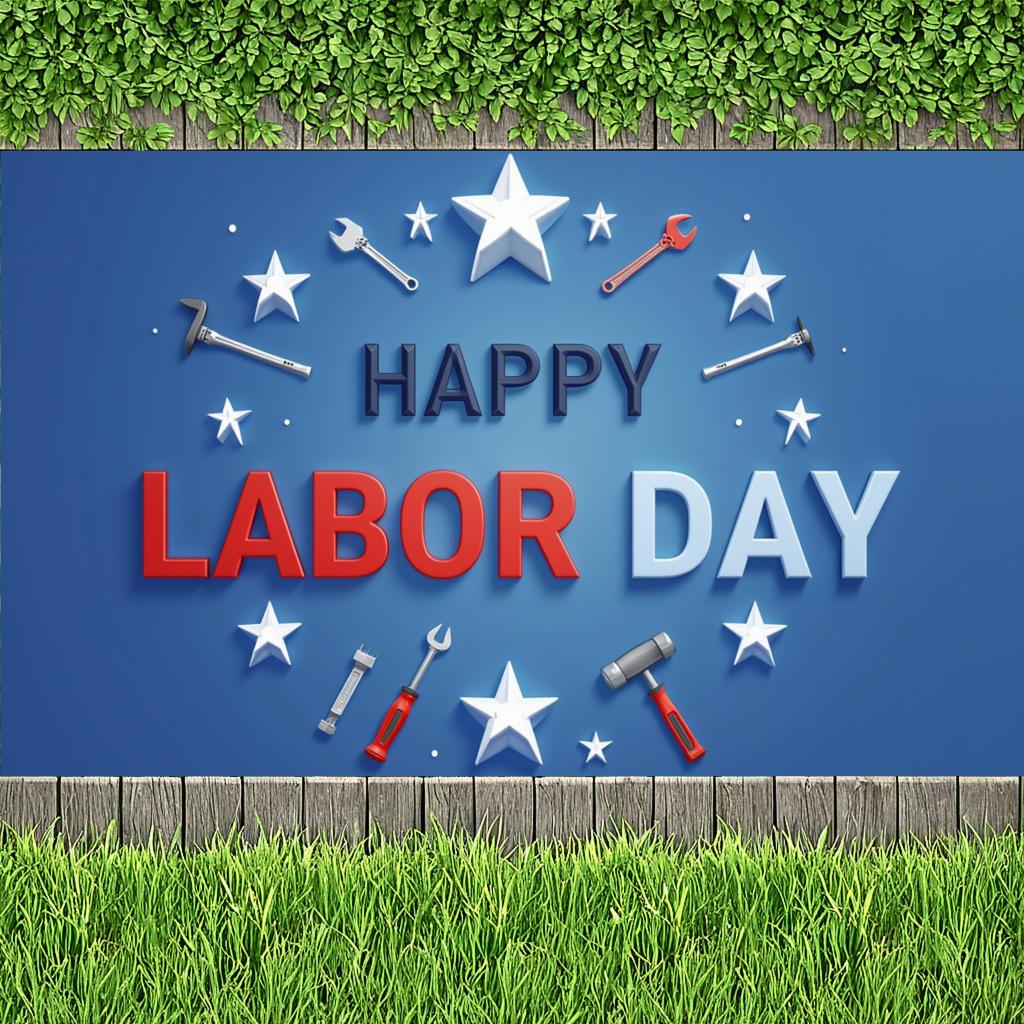 Occasion Banner Lightweight Labor Day Banner Wrench Graphic Special Event Decor for Office Decoration Community Event
