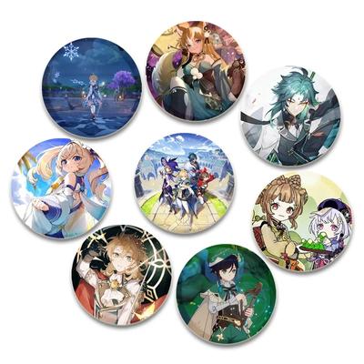 32/44/58mm Genshin Impact Badges Cute Game Anime Lapel Pins 32/44/58mm Round Broochs for Backpack Clothes Accessories Fan Jewelry Gifts
