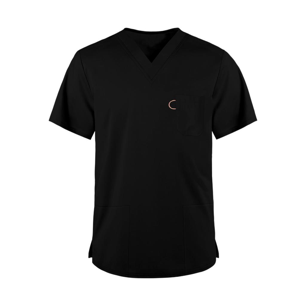Men's Fashionable V-neck Short-sleeved Work Uniform, Color Top, Uniform